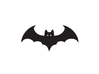 A black bat with outstretched wings on a white background. Vector illustration. Bat Silhouettes Vector Design. 