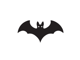A black bat with outstretched wings on a white background. Vector illustration. Bat Silhouettes Vector Design. 