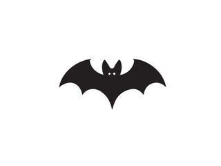 A black bat with outstretched wings on a white background. Vector illustration. Bat Silhouettes Vector Design. 