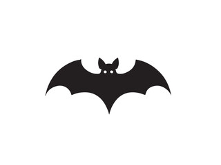 A black bat with outstretched wings on a white background. Vector illustration. Bat Silhouettes Vector Design. 