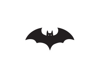 A black bat with outstretched wings on a white background. Vector illustration. Bat Silhouettes Vector Design. 