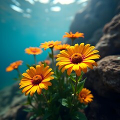 Obraz premium Enchanting Underwater Floral Splendor A Captivating Capture