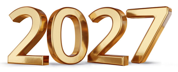 year 2027 golden metallic, isolated png