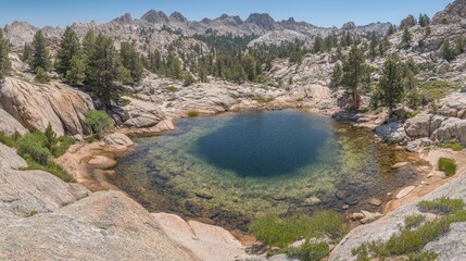 Crystal Clear Alpine Lake in Rocky Mountain Landscape