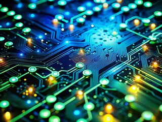 Obraz premium Futuristic Network Connection: Abstract Digital Macro Photography