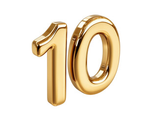 Isolated Gold Number Ten 3D