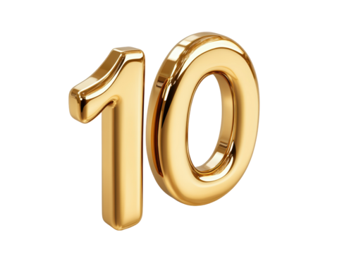 Isolated Gold Number Ten 3D