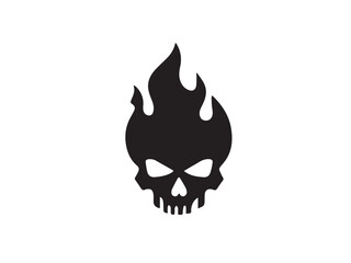 Fire Skull, Skeletal rock Logo. burning skull silhouette design. Skull logo. Vector illustration. 
