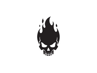 Fire Skull, Skeletal rock Logo. burning skull silhouette design. Skull logo. Vector illustration. 