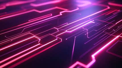 Obraz premium Abstract digital background with neon lines and glowing circuits, symbolizing technology advancements