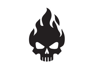 Fire Skull, Skeletal rock Logo. burning skull silhouette design. Skull logo. Vector illustration. 