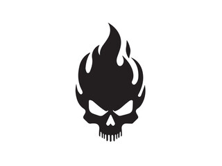 Fire Skull, Skeletal rock Logo. burning skull silhouette design. Skull logo. Vector illustration. 