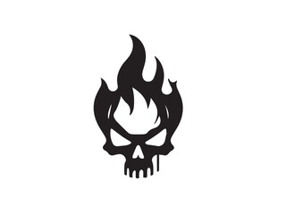 Fire Skull, Skeletal rock Logo. burning skull silhouette design. Skull logo. Vector illustration. 
