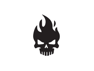 Fire Skull, Skeletal rock Logo. burning skull silhouette design. Skull logo. Vector illustration. 