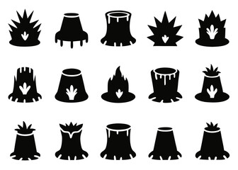 silhouette  of Tree Stump Stages Showing Decay