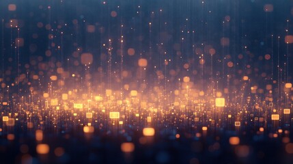 Obraz premium Abstract digital grid with glowing particles on dark background