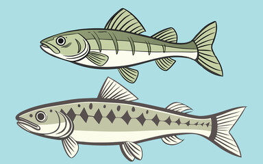 Gudgeon fish bundle design art and illustrator eps