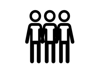 Isolated Group of Three Stick Figures Standing