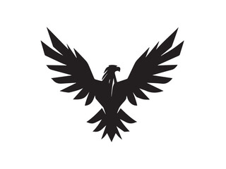 Black Eagle Silhouette. Eagle icon. Black Flying Eagle logo. Black Eagle silhouette isolated on white background. Vector illustration.	