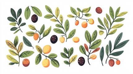 Fresh Olive Fruit Plant Food in Wide Angle Centered Composition