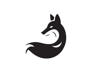 Fox vector design on white background. Fox silhouette illustration Fox logo icon. 