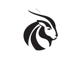 Black Goat head Silhouette. Goat icon. Black Goat logo. Black Goat silhouette isolated on white background. Vector illustration.	