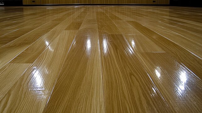 Gleaming Bowling Alley Lane A Perspective View of Polished Wood Floor