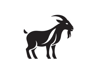 Black Goat Silhouette. Goat icon. Black Goat logo. Black Goat silhouette isolated on white background. Vector illustration.	