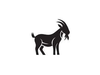 Black Goat Silhouette. Goat icon. Black Goat logo. Black Goat silhouette isolated on white background. Vector illustration.	