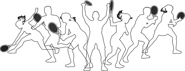 Silhouette Tennis Players Silhouettes Concept