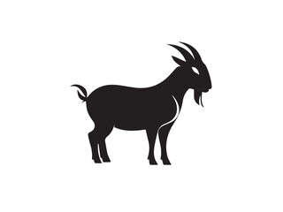 Black Goat Silhouette. Goat icon. Black Goat logo. Black Goat silhouette isolated on white background. Vector illustration.	