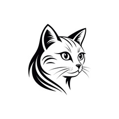 cat logo silhouette vector line art logo design