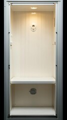 Obraz premium Illuminated Interior Chamber with Bench and Controls