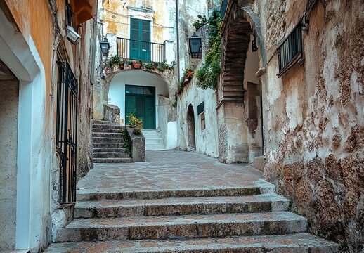 Small town Atrani on Amalfi Coast in province of Salern