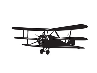 Biplane Silhouette. Old plane icon vector design. Classic Airplane Silhouette.  © Shabeer