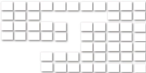  Simple Square cube box plate board on white wall background. 3d rendering. Multiple Horizontal Business Card Modern Mockup for Branding Presentation, Corporate Identity, Advertising, Graphic design.