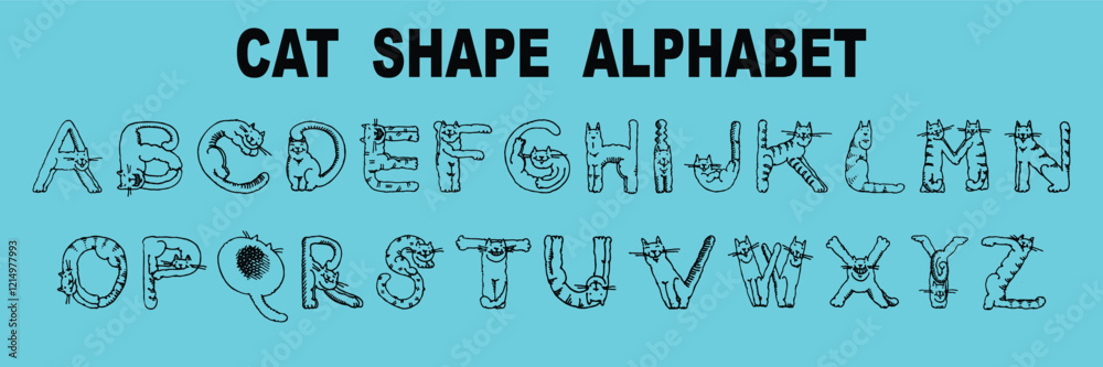 Fototapete custom cat style lettering font alphabet set. vector stock illustration can be used in logo or any p