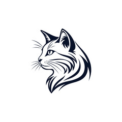 cat logo silhouette vector line art logo design