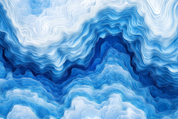 Obraz premium blue and white abstract painting of a wave. The blue and white colors create a sense of calmness and tranquility, while the wave's shape and texture evoke a feeling of movement