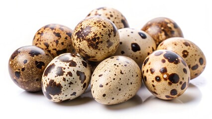 Obraz premium Delicious quail eggs cut out on white 