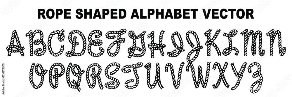 Fototapete custom rope style lettering font alphabet set. vector stock illustration can be used in logo or any 