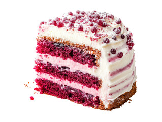 Isolated Slice of Red Velvet Cake with Cream Cheese Frosting