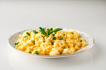 Scrambled Eggs and Juice Delicious Breakfast Meal with Toast and Fresh Ingredients