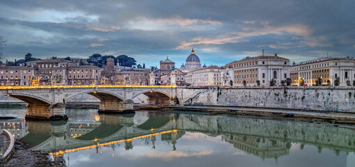 Fototapeta premium St. Peter Basilica with Tiber river, next Jubilee 2025