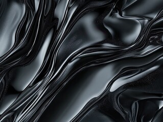 Abstract wavy black liquid with a reflective surface creating an elegant and modern design