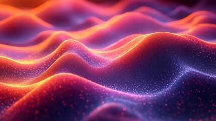 Obraz premium Abstract glowing waves, digital landscape, particle background, technology concept