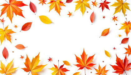 Obraz premium Vibrant autumn leaves surrounded by empty space, seasonal beauty