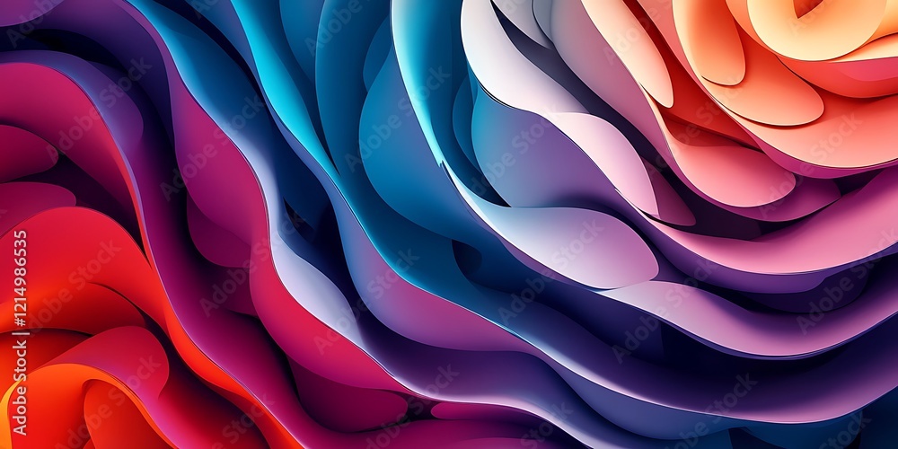 Poster abstract 3d background. 3d illustration of wavy lines in the information code field. data flow cyber