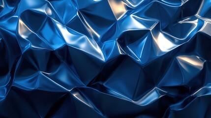 Abstract Blue Metallic Surface, Crinkled Texture, Background, Design