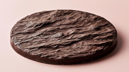 Naklejka premium Dark Chocolate Disc with Textured Surface